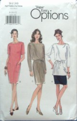 9238 EZ VOG LOOSE TAPER DRESS, TUNIC, SKIRT PATTERN 14-18